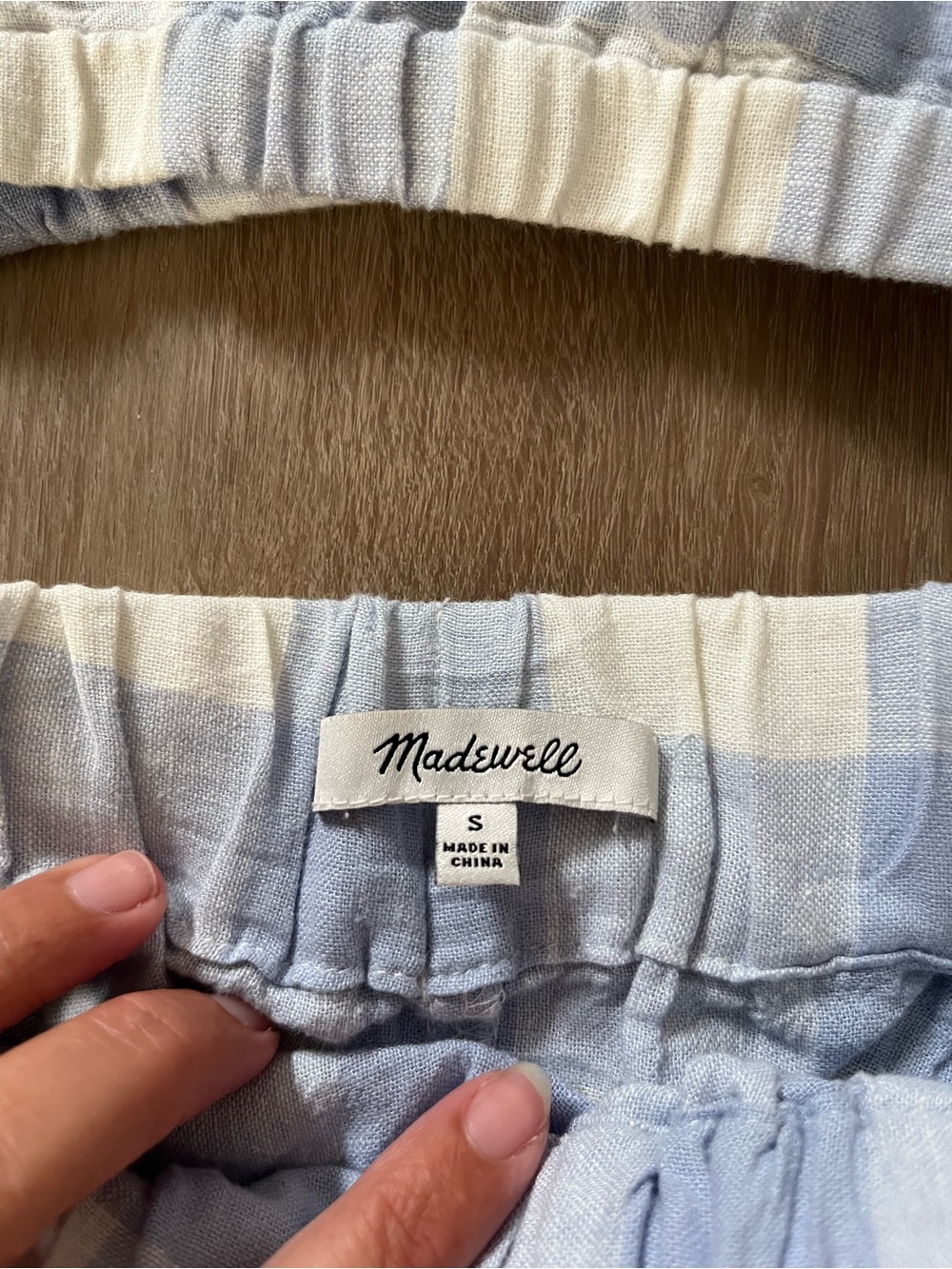 Madewell Light Blue Gingham Midi 2 piece with Button Front - Picture 5 of 7